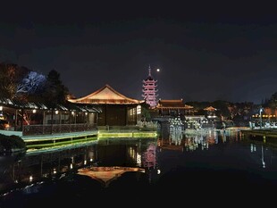 苏州盘门景区夜景风光