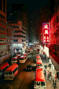 香港街头夜景繁华景象