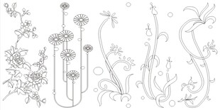手绘花卉植物线条图案