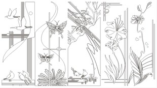 手绘植物花卉线稿图