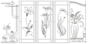 花卉植物线稿图案设计