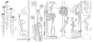 手绘花卉植物线稿图案