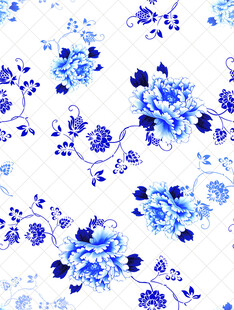 蓝白花卉图案纹理背景