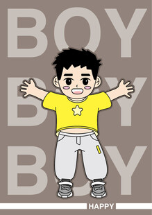 可爱男孩张开双手