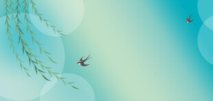 春日垂柳间双燕飞舞