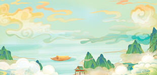 梦幻山水间的诗意风景背景