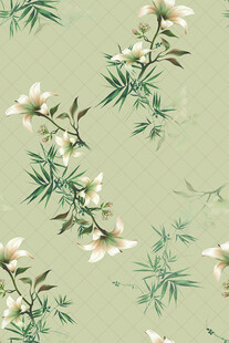 淡雅花卉竹叶图案背景