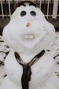 可爱雪人系着领带