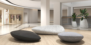 现代简约风客厅创意石凳