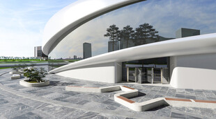 现代弧形建筑外观景观