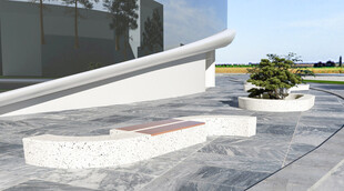 现代建筑旁的户外景观设施