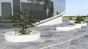 户外圆形花坛绿植景观