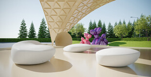 户外现代风格休闲座椅景观