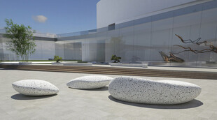 现代庭院中的石制景观