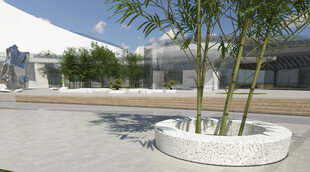 户外圆形花坛绿植景观