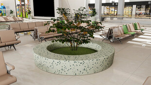 室内圆形绿植景观区域