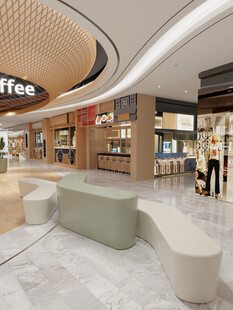 现代时尚的商场休息区