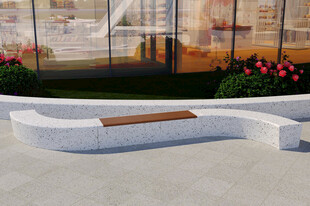 户外白色弧形休闲长椅