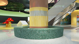 商场内的圆柱绿植装饰