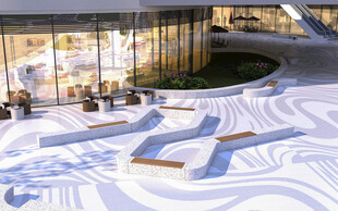 现代建筑前的户外休闲空间