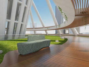 现代室内绿植沙发景观空间