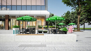 户外清新绿植遮阳餐厅场景