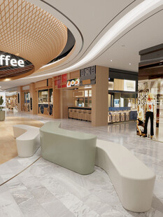 现代时尚商场休息区场景