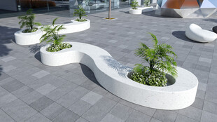 户外创意白色植物景观座
