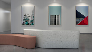 现代艺术展厅接待区场景