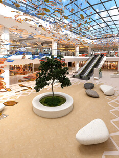 商场内的绿植休闲区域