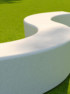 白色弧形户外休闲座椅