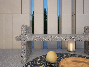 现代简约风室内石质长椅