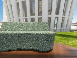 现代户外弧形绿色沙发