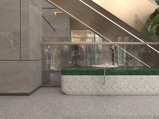 现代室内楼梯旁绿植景观