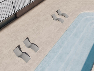 泳池边的躺椅与休闲空间