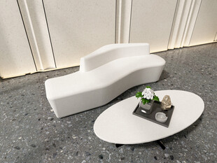 现代简约风格弧形沙发茶几组合