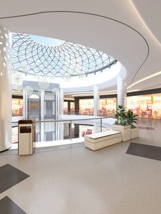 商场内的圆形玻璃穹顶空间