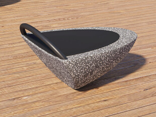 灰色石质带柄碗陶器摆件