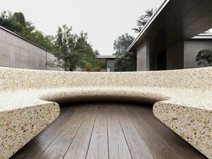 户外创意鹅卵石木质长椅