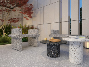 户外水磨石休闲桌椅组合