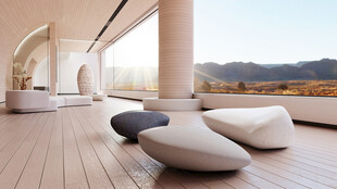 现代简约露台休闲石凳景观