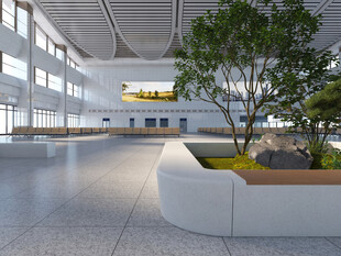 现代室内宽敞绿植景观空间