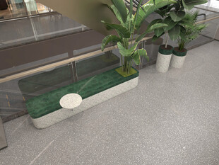 室内绿植装饰的扶梯区域