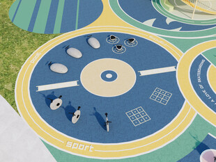 卡通风格圆形场景插画