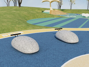 户外公园特色石状座椅场景