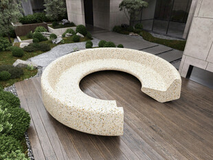 户外弧形石质休闲座椅
