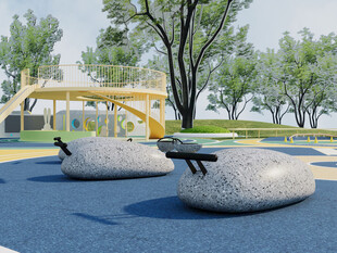 户外公园别致石凳景观