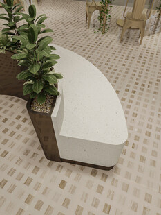 弧形户外白色休闲座椅