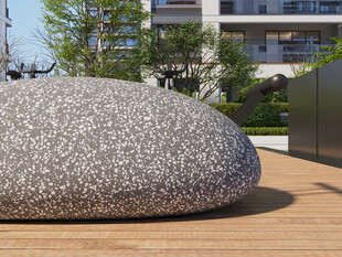 户外大型灰色鹅卵石雕塑