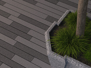 户外木质铺地与绿植景观